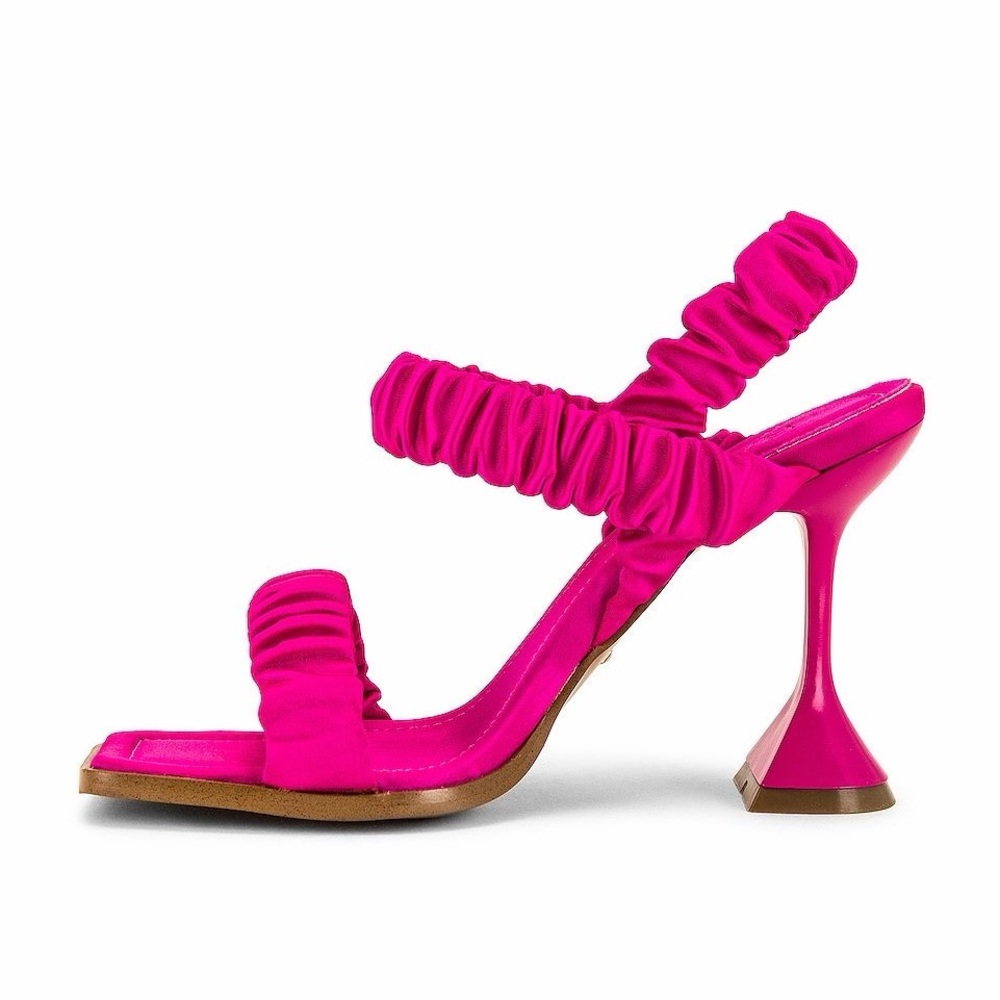 RAYE Kia Heel Hot Pink Satin Ruched Strappy Heels Sandals Size 6